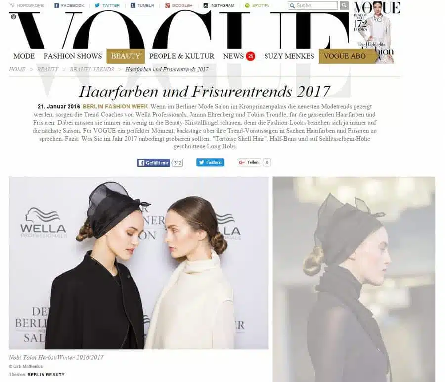 Vogue Magazin - Haarfarben und Frisurentrends des Jahres, mit Tobias Tröndle